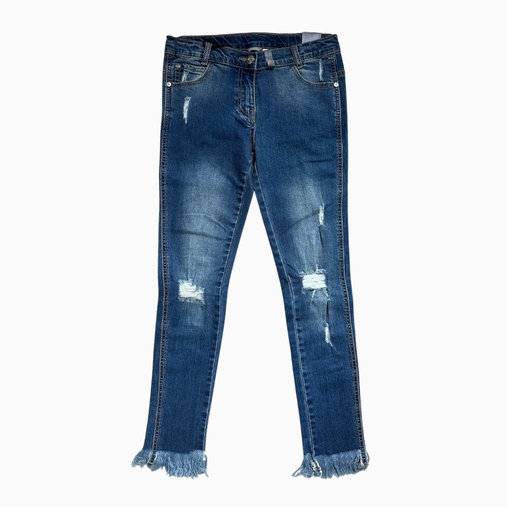 Sarabanda jeans con frange bambina blu - Abbigliamento bambini firmato | CDifferent Outlet