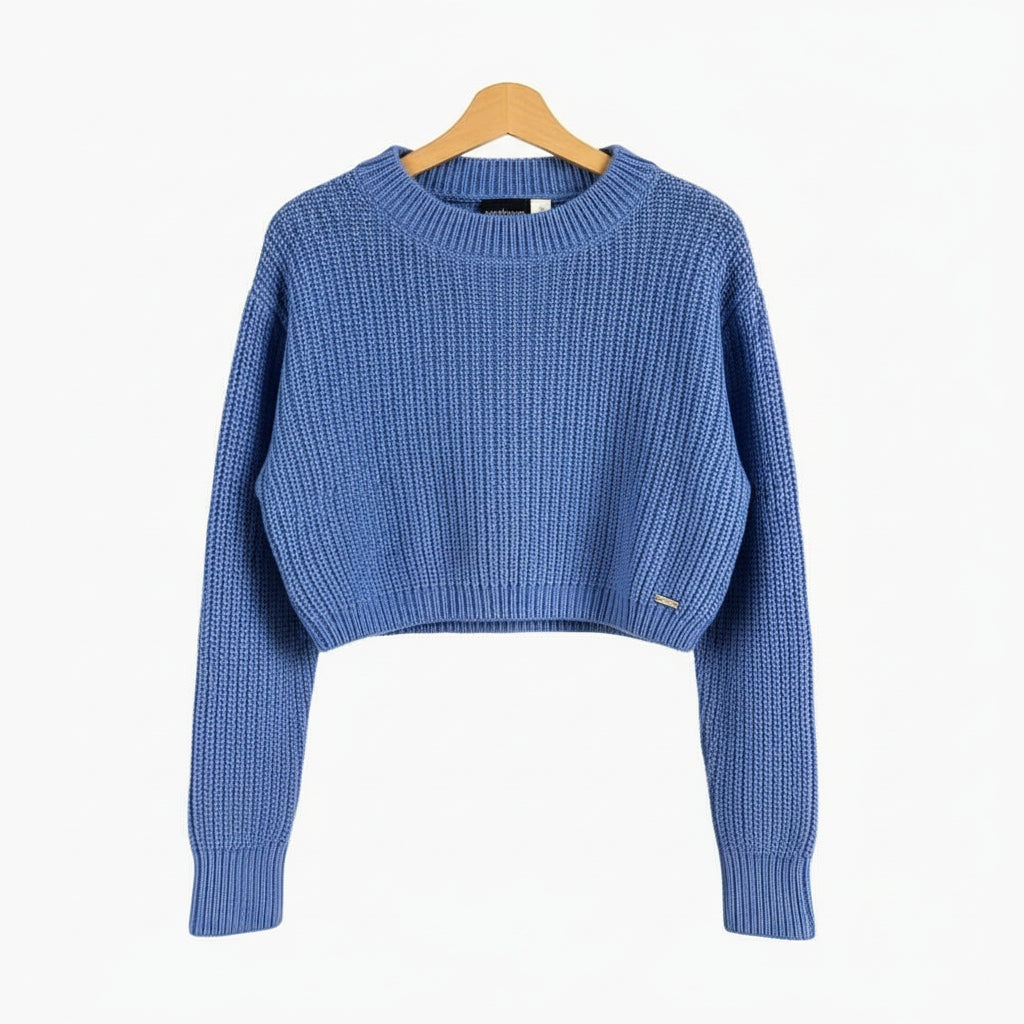 Sarabanda maglione crop girocollo bambina avio