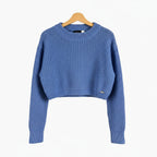 Sarabanda maglione crop girocollo bambina avio