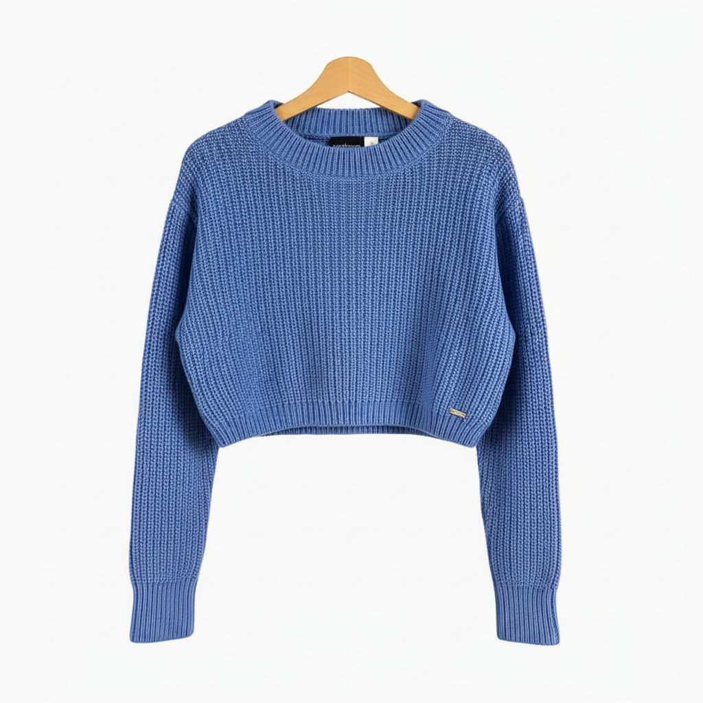 Sarabanda maglione crop girocollo bambina avio