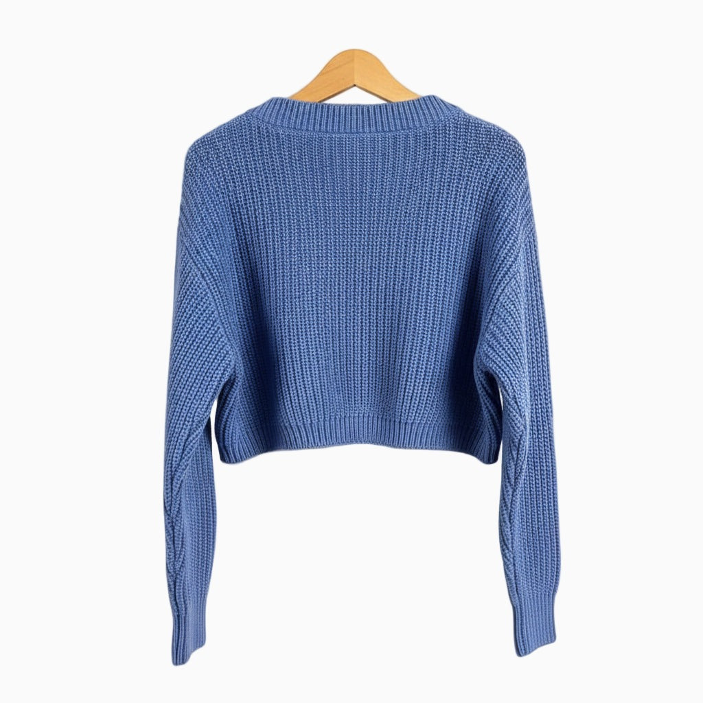 Sarabanda maglione crop girocollo bambina avio