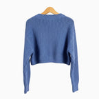 Sarabanda maglione crop girocollo bambina avio