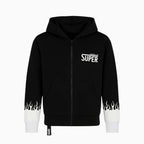 Super Of Vision felpa full zip con cappuccio fiamme bambino nera - Abbigliamento bambini firmato | CDifferent Outlet
