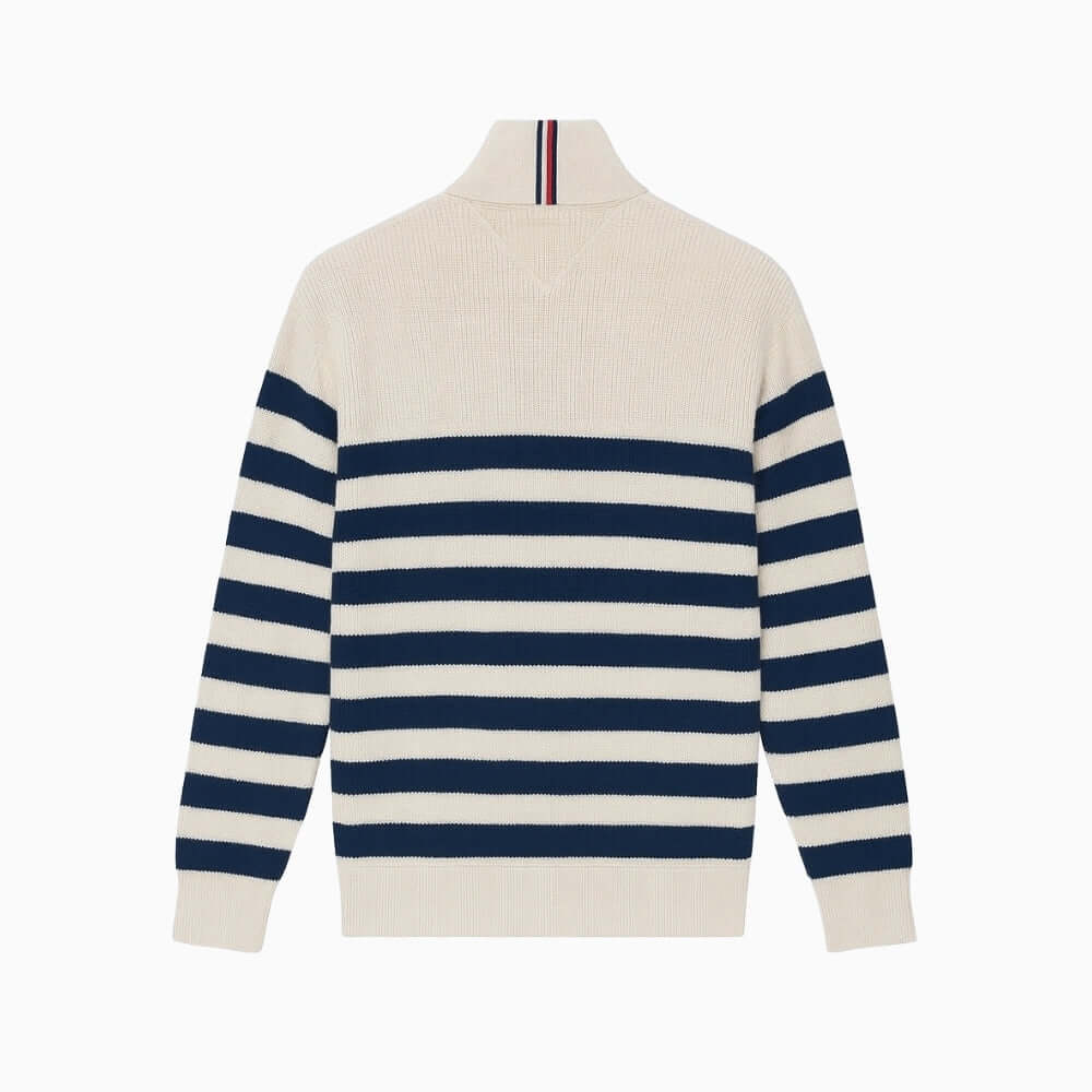 Tommy Hilfiger felpa a mezza zip con colletto bambino panna