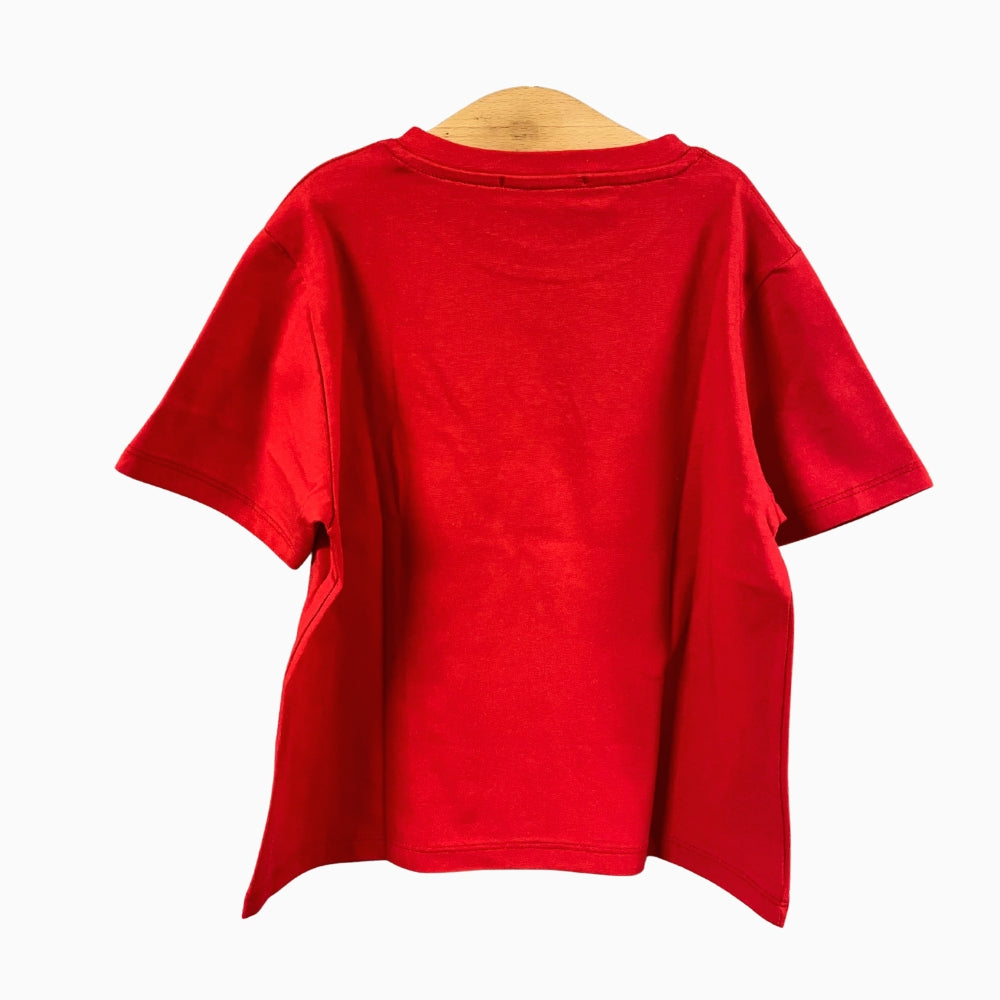 Vicolo t-shirt mezza manica bambina rossa con scritta stampata