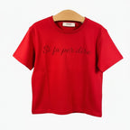 Vicolo t-shirt mezza manica bambina rossa con scritta stampata