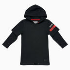 Vingino felpa con cappuccio finta t-shirt bambino nera - Abbigliamento bambini firmato | CDifferent Outlet