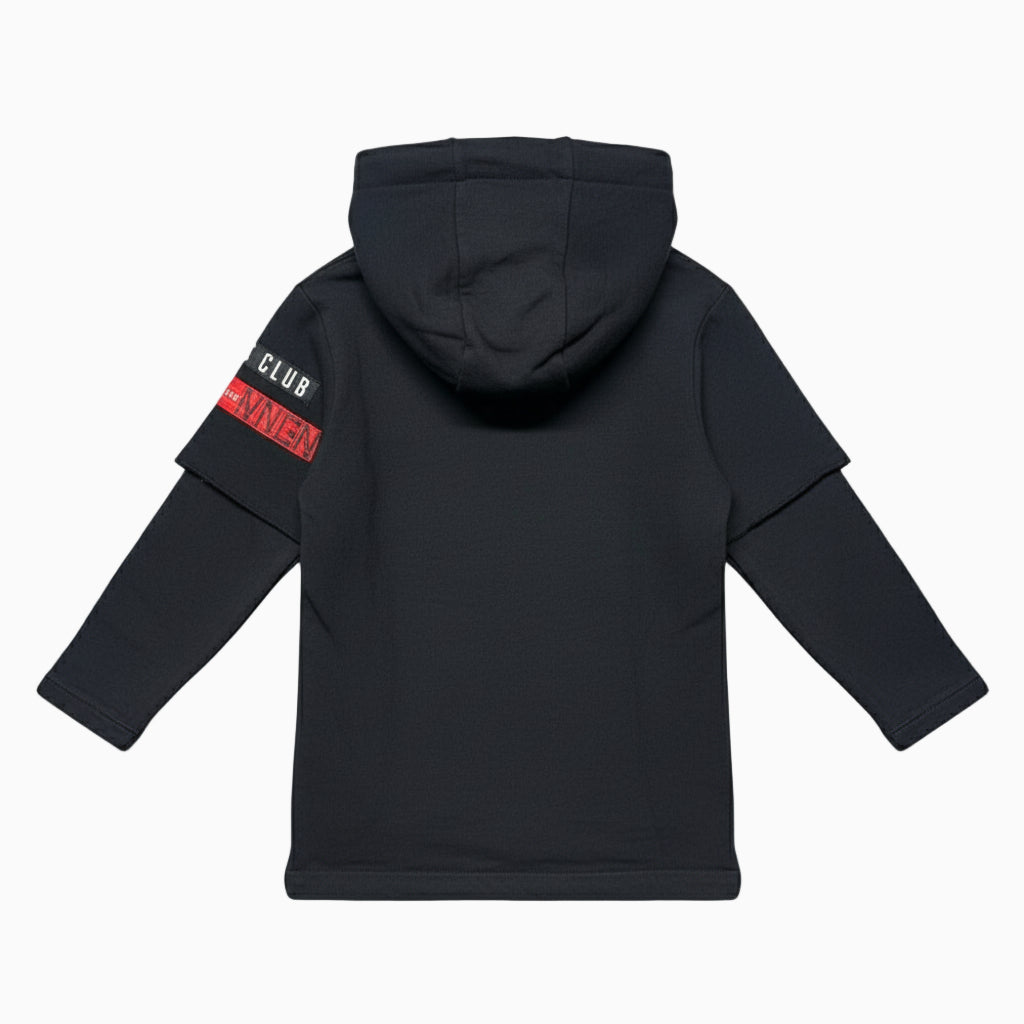 Vingino felpa con cappuccio finta t-shirt bambino nera
