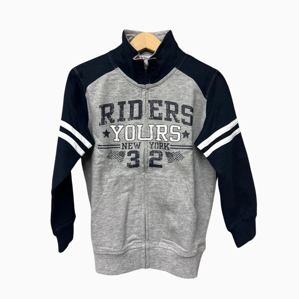 Yours felpa con zip senza cappuccio bambino grigia