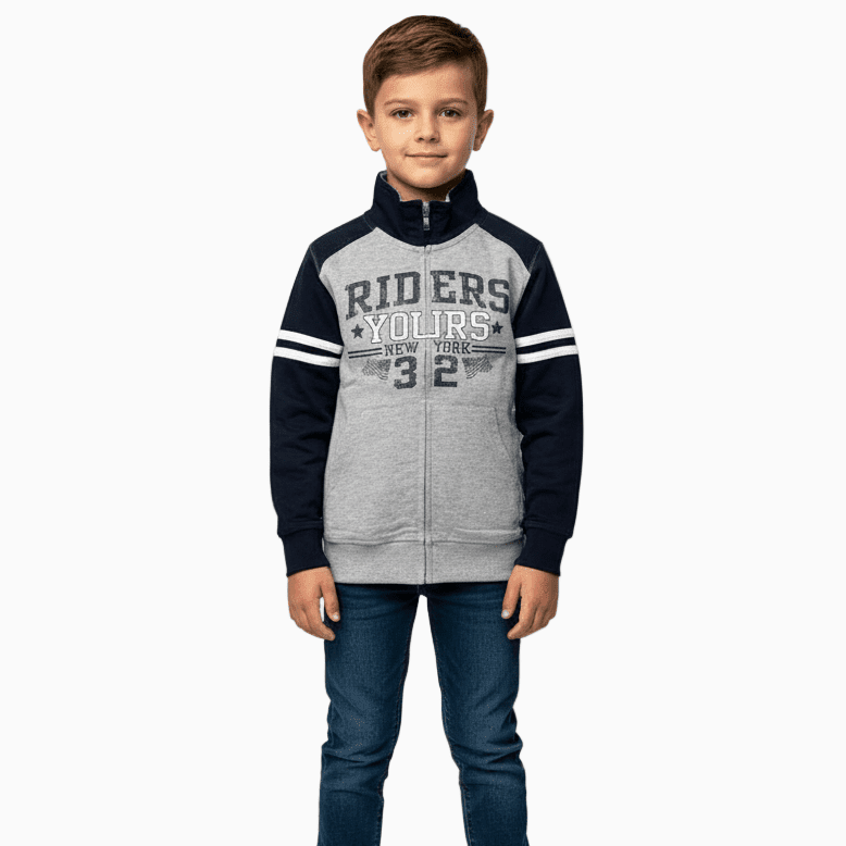 Yours felpa con zip senza cappuccio bambino grigia - Abbigliamento bambini firmato | CDifferent Outlet