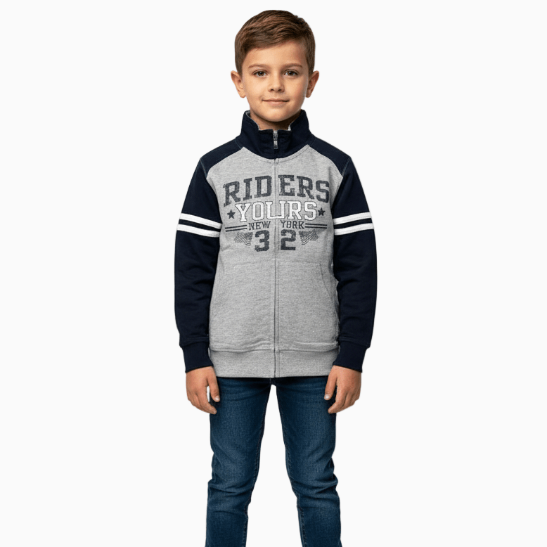 Yours felpa con zip senza cappuccio bambino grigia