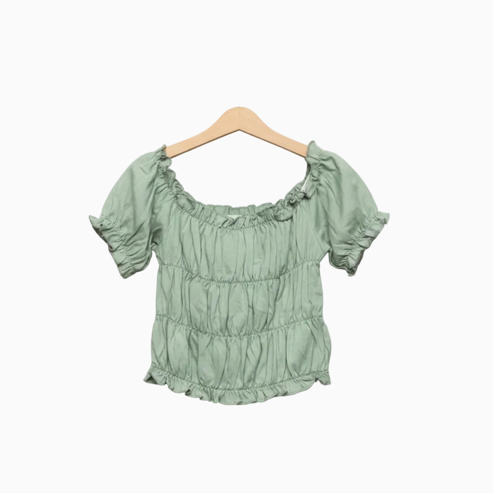 Mayoral top bambina verde salvia scollo elastico