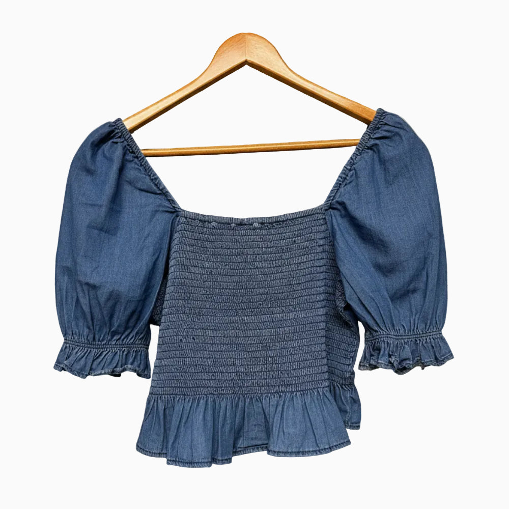 Mayoral top bambina jeans maniche a palloncino - Abbigliamento bambini firmato | CDifferent Outlet
