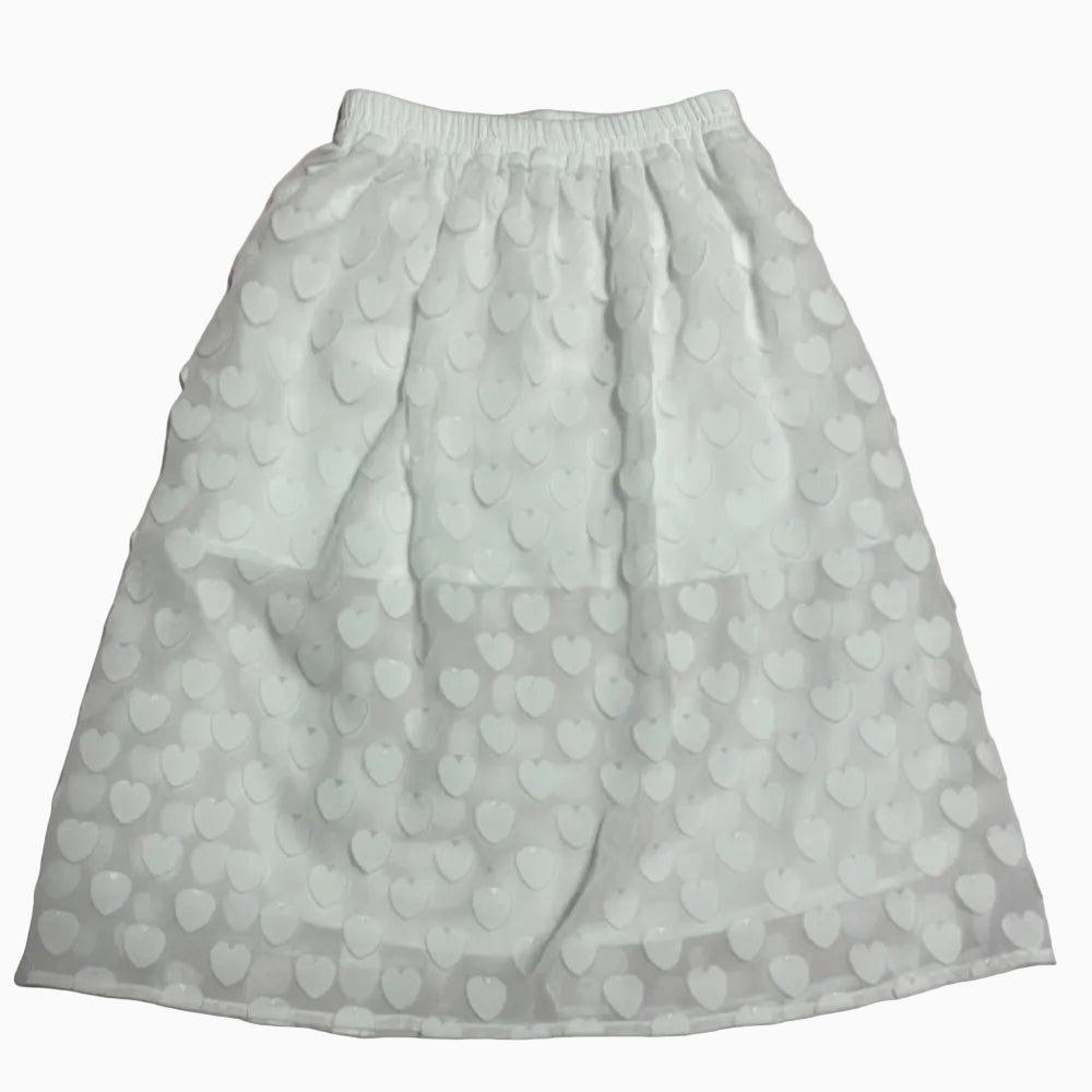 Alice Pi gonna bambina bianca con cuori e vita elasticizzata - Abbigliamento bambini firmato | CDifferent Outlet