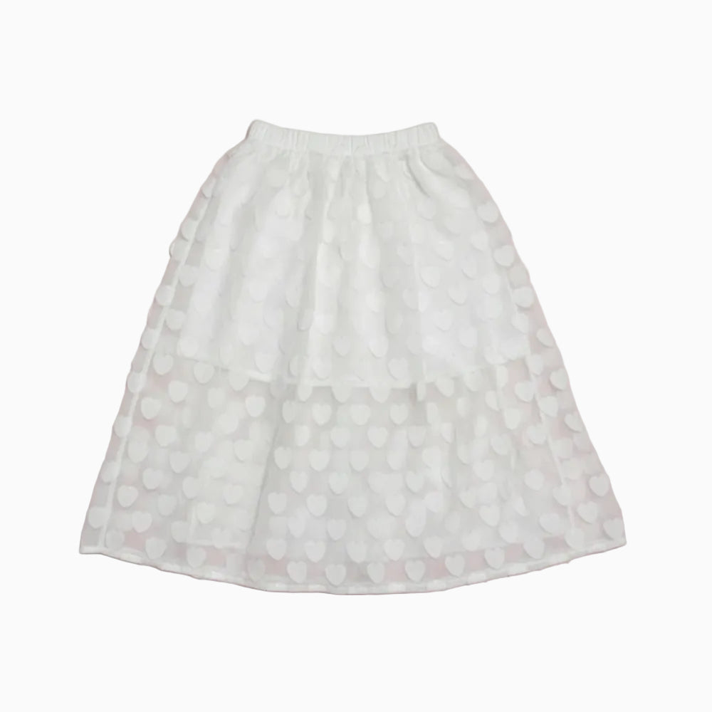 Alice Pi gonna bambina bianca con cuori e vita elasticizzata - Abbigliamento bambini firmato | CDifferent Outlet