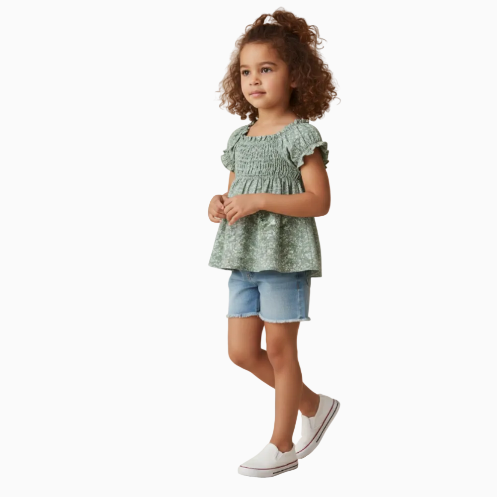 Mayoral blusa bambina floreale verde salvia - Abbigliamento bambini firmato | CDifferent Outlet