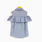 Vingino camicia bambina con spalle scoperte azzurra
