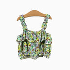 Please top bambina con balza fantasia floreale