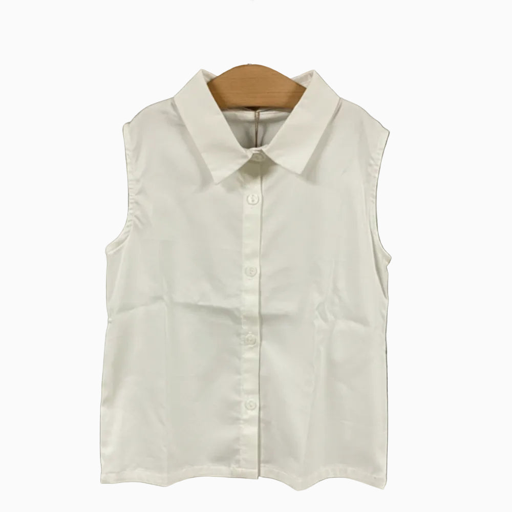 Alice Pi camicia smanicata bambina avorio con colletto