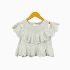 Mayoral top bianco bambina con balze in sangallo