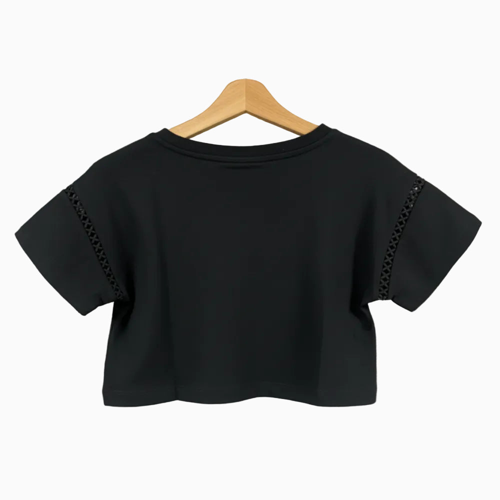 Trybeyond top manica corta bambina nero con perle - Abbigliamento bambini firmato | CDifferent Outlet