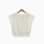 Please top bambina bianco con stampa floreale blu