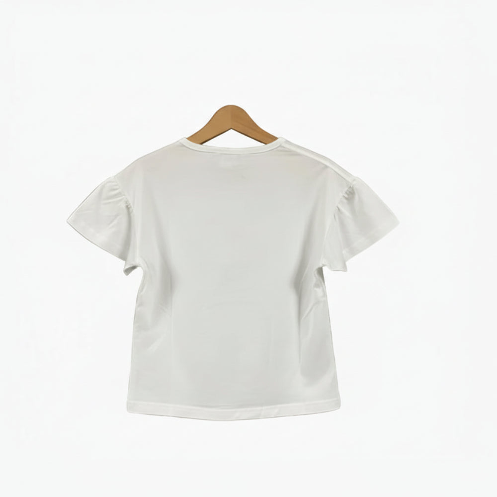 Ativo t-shirt manica corta bambina bianca con farfalla - Abbigliamento bambini firmato | CDifferent Outlet