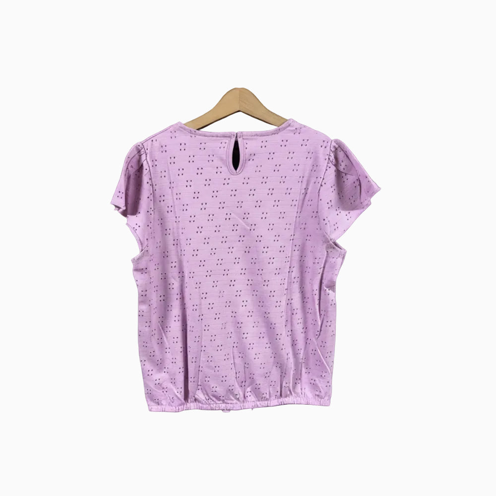 Only t-shirt bambina lilla traforata con nodo - Abbigliamento bambini firmato | CDifferent Outlet