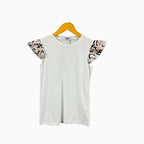 Mousse t-shirt manica corta a voulant bambina bianca