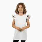Mousse t-shirt manica corta a voulant bambina bianca