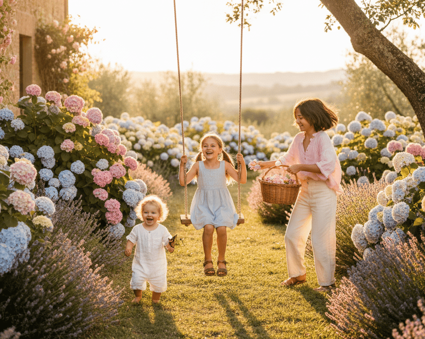 Bambini in abiti primavera estate in giardino italiano — collezione CDifferent Outlet